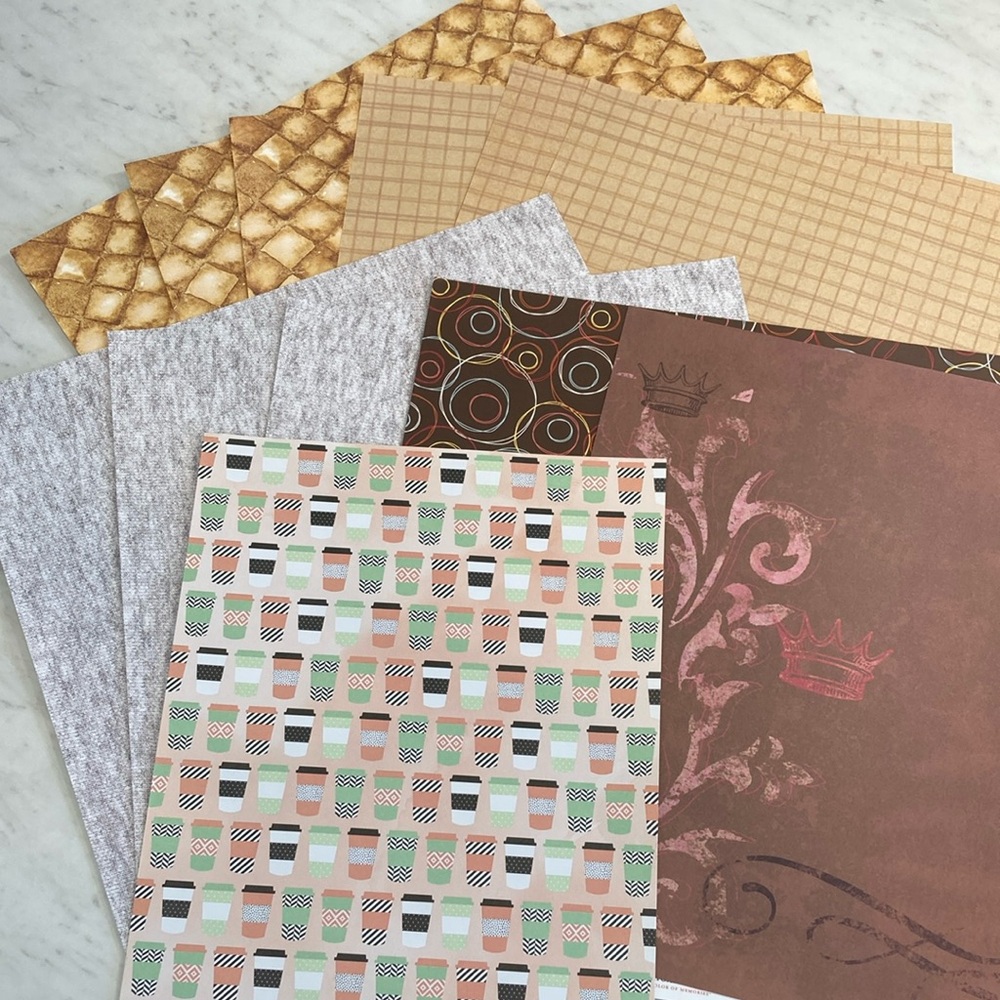 12 Sheets Scrapbooking Paper Neutral Textures and Prints